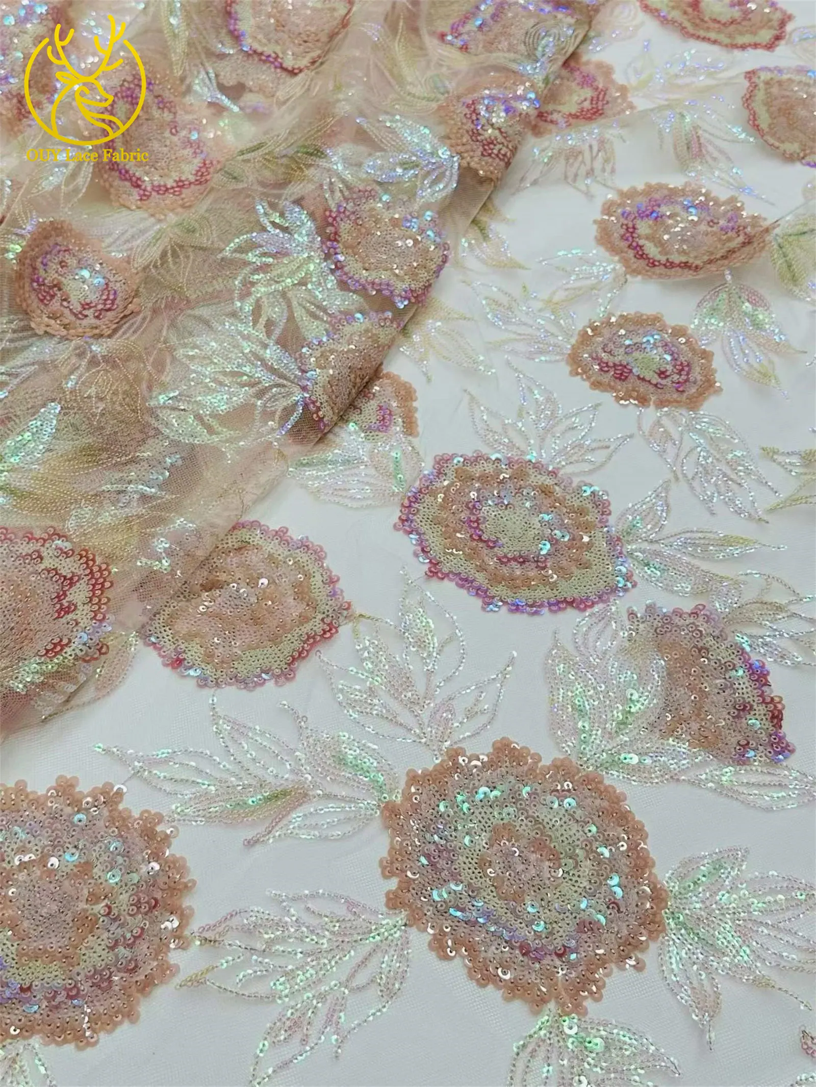 Luxuriöser afrikanischer Spitzenstoff 2026, schwarzer nigerianischer Spitzenstoff mit Perlen und Pailletten für Damen, elegantes Partykleid, Nähzubehör, 5 Yards – Detail 13