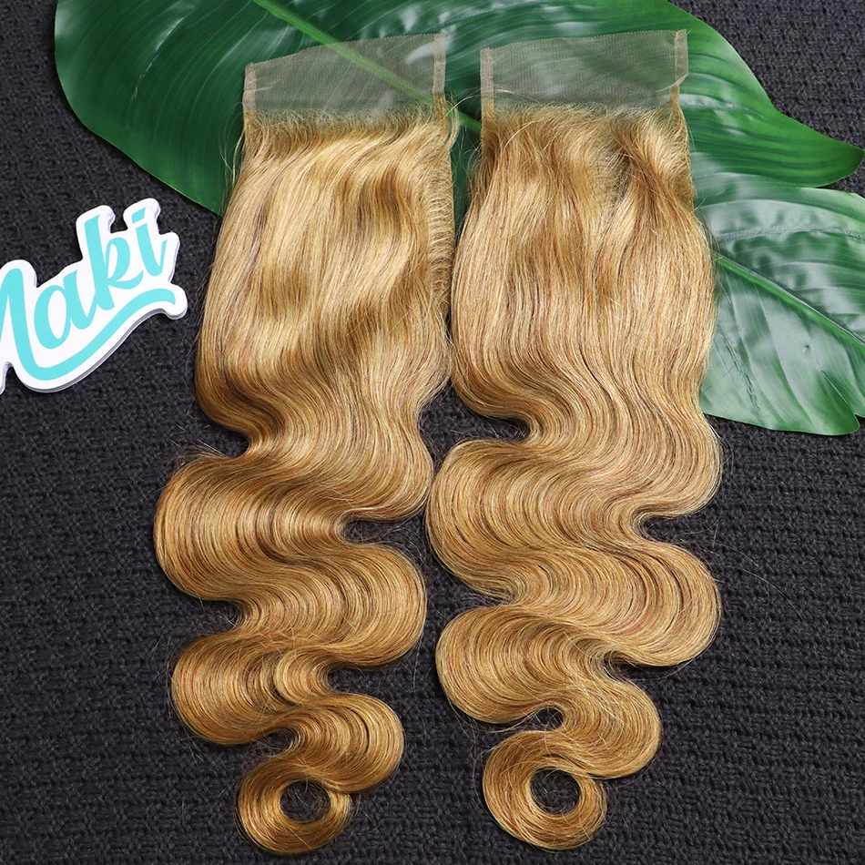 #27 Color 4x6 Inch Transparent Lace Closure Body Wave100% Human Hair Bleached Knots Preplucked Invisible Lace Closure Raw Hair
