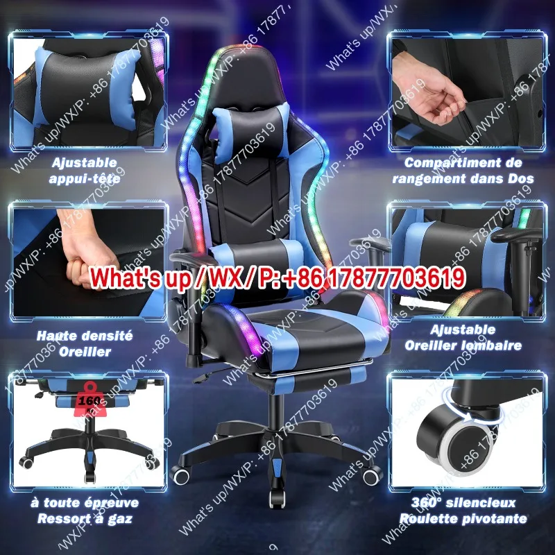 Dark blue, game chair, e-sports chair, aluminum alloy.