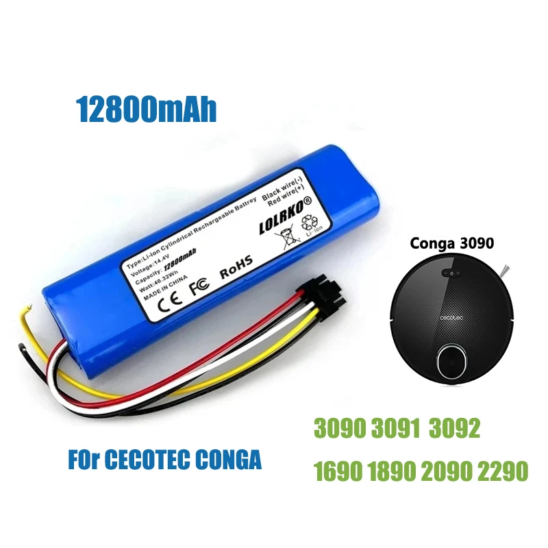 

14.4V 6800mAh Battery Pack 100% New for For CECOTEC CONGA 3090 3091 3092 1690 1890 2090 2290 Robot Vacuum Cleaner Accessories