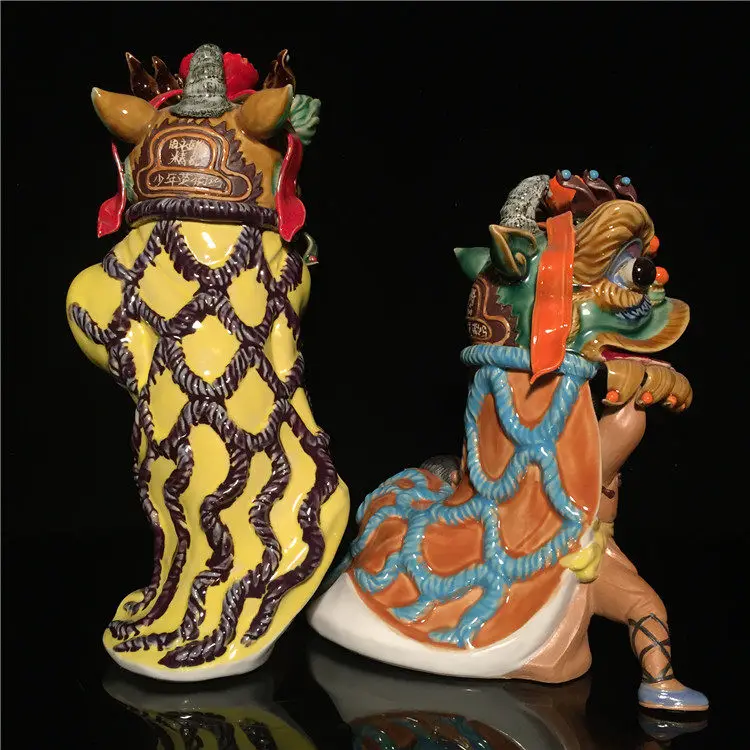 For Shiwan doll ceramic lion dance ornament creative crafts