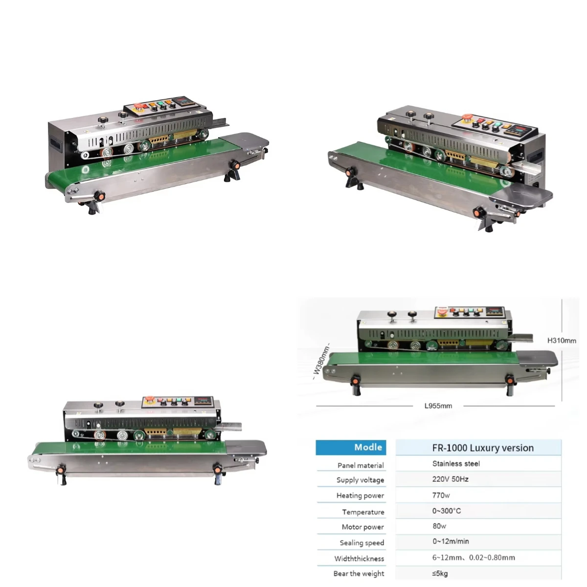 

STLZhuoyu FR-1000 High Quality Stainless Steel Continue Band Sealer Plastic Film Food Packaging Heat Sealing Machine with Count