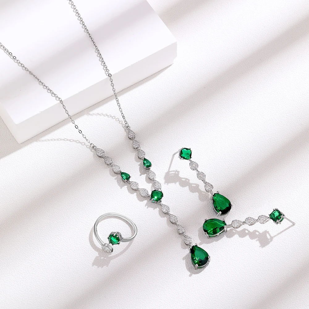 

3-х предметный комплект ожерелья и серег с кубическим цирконием, Дубайский модный женский комплект ювелирных изделий для невесты, вечеринки подружки невесты