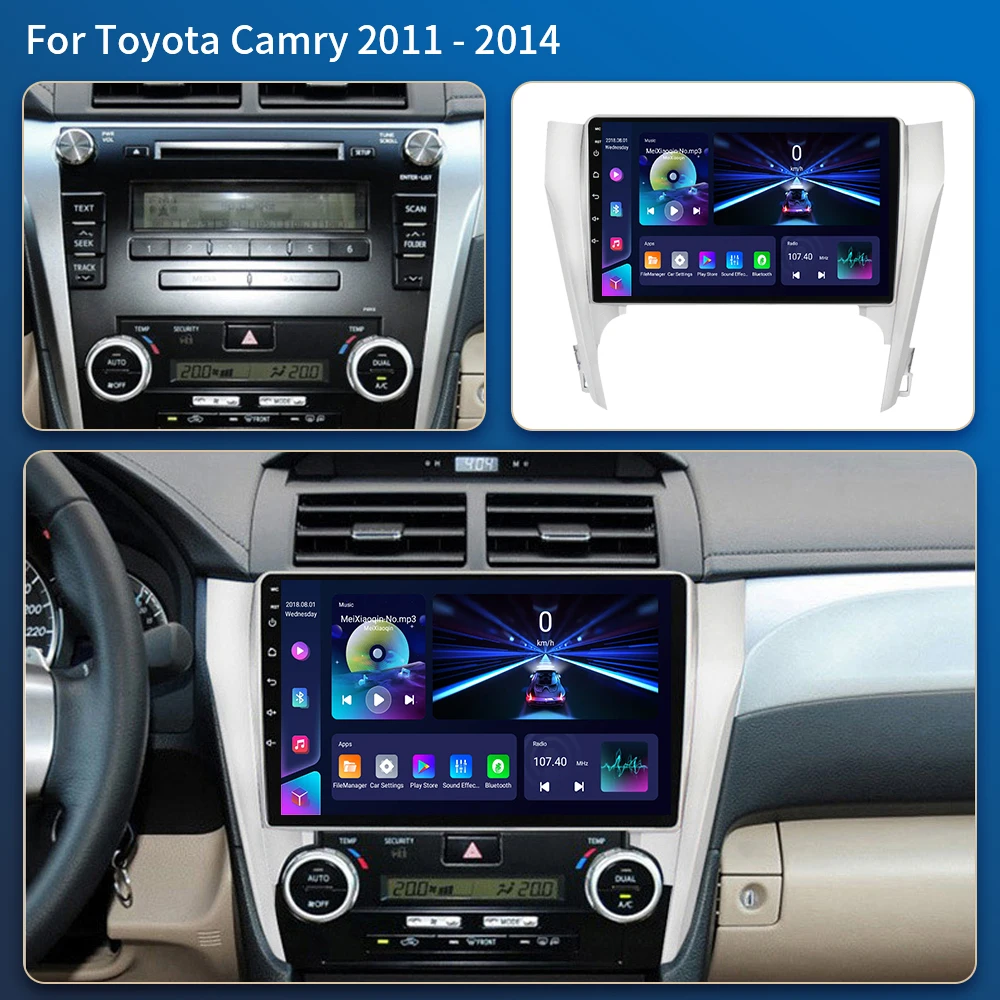 Android 16 pour Toyota Camry US 2011 - 2014 QLED Android autoradio lecteur vidéo multimédia GPS stéréo CarPlay 4G unité principale DSP BT