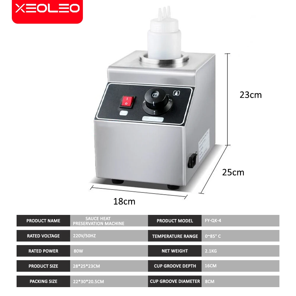 XEOLEO 80W Single Sauce Warmer Electric Chocolate Warmer Machine Sauce Bottle Warmer Stainless Steel Jam Thermos