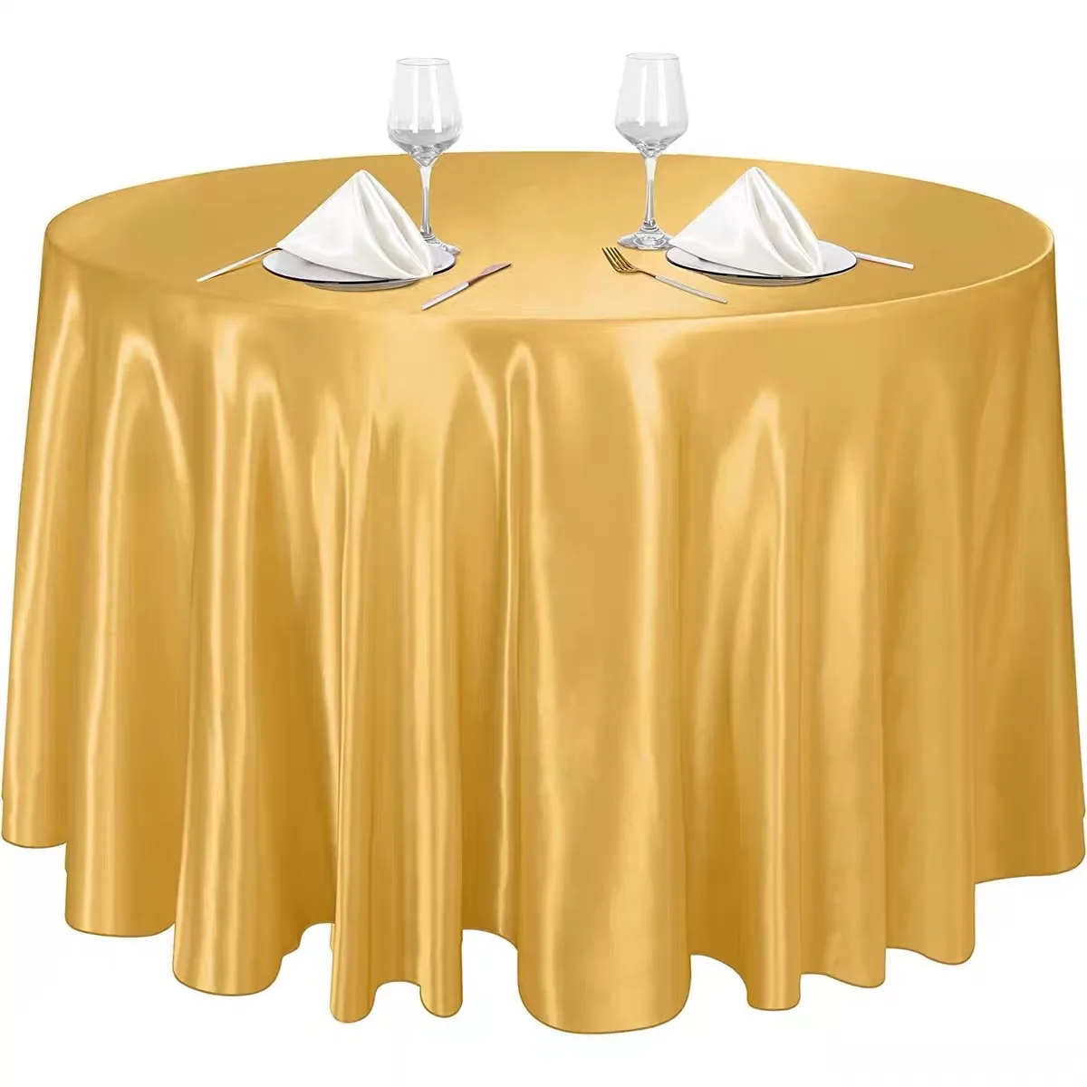 Round Satin Tablecloth Bright Smooth Silk Wedding Table Cover Christmas Decoration Banquet Anniversary Dining Party Table Decor