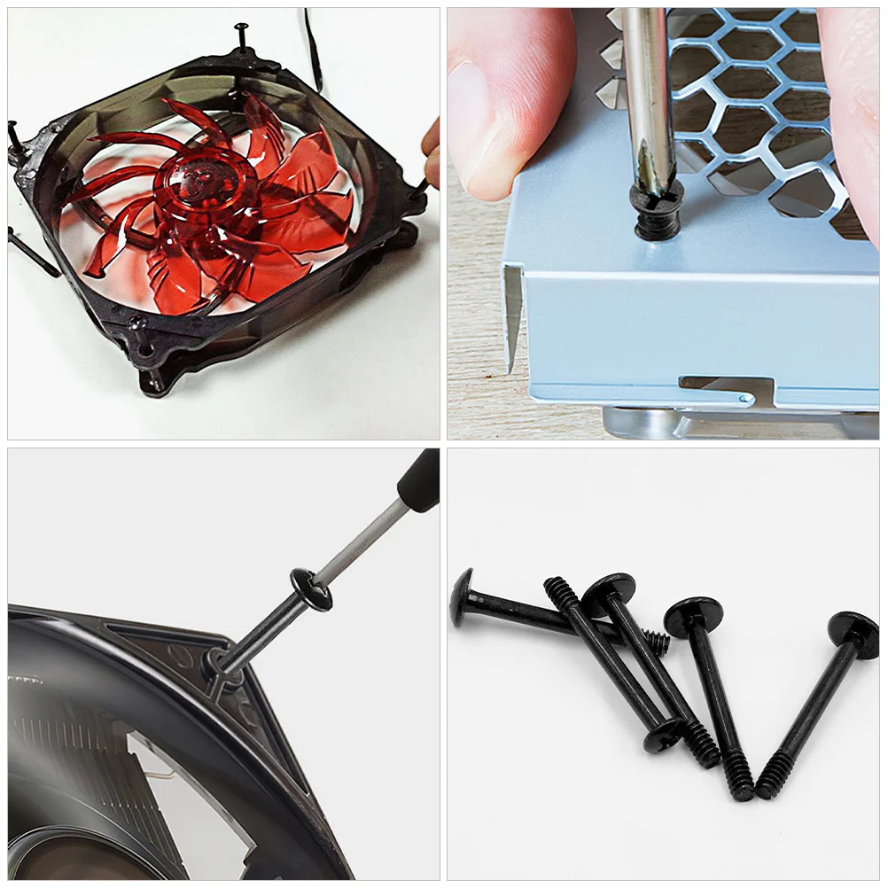 

50pcs Cooling Screws 3cm Vibration Reduction PC Case Fan Mounting Screws Long Steel Computer Fan Installation Rivets