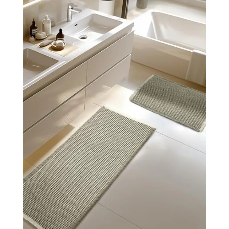 

Large Waffle Bath Mat Set Non Slip Ultra Absorbent Bath Mats for Christmas Bathroom Decor Extra Soft Floor Bathroom Rugs Sets 2