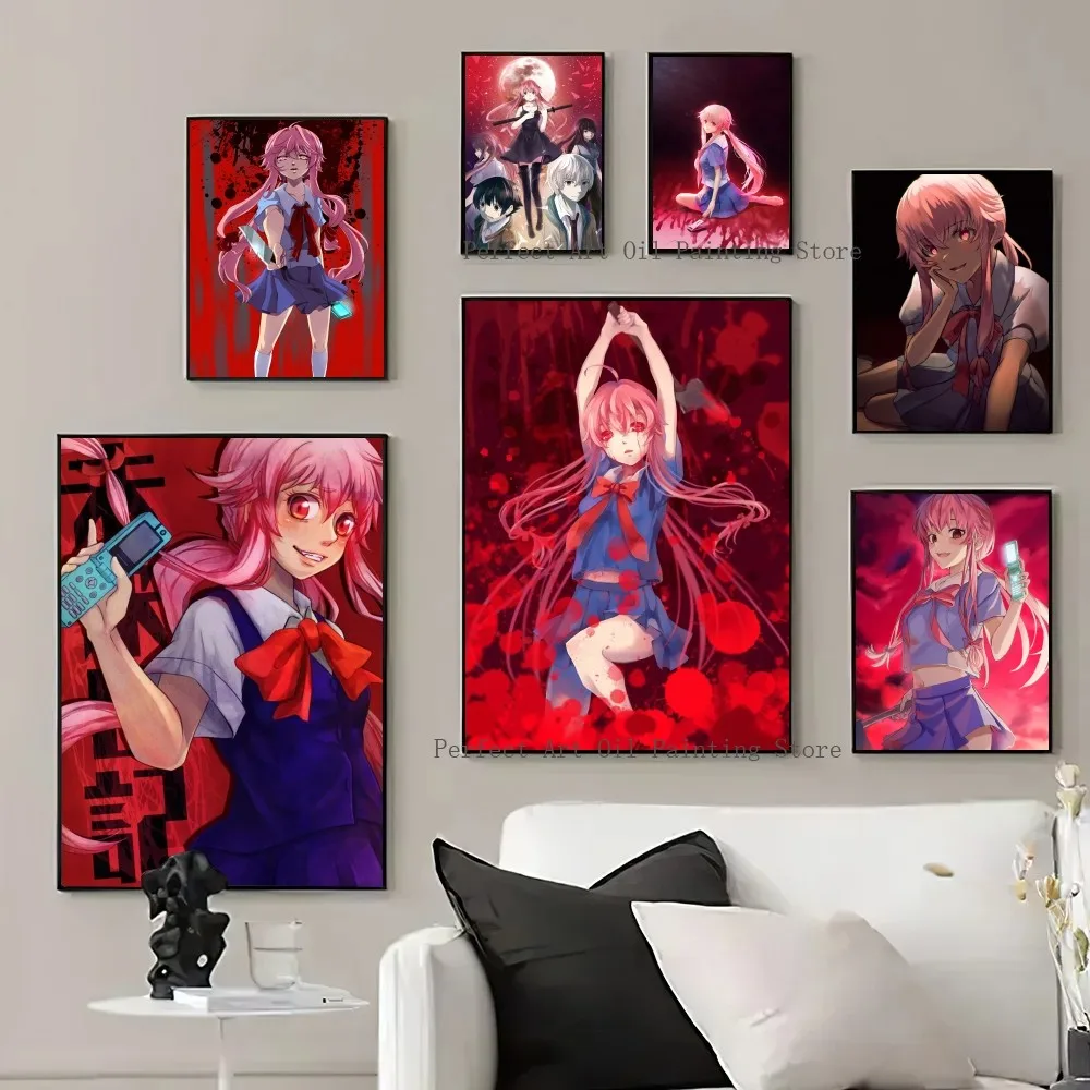 1pc Anime Figure Mirai Nikki The Future Diary Poster Paper Print Home Living Room Bedroom Restaurant Cafe Art Painting Decor