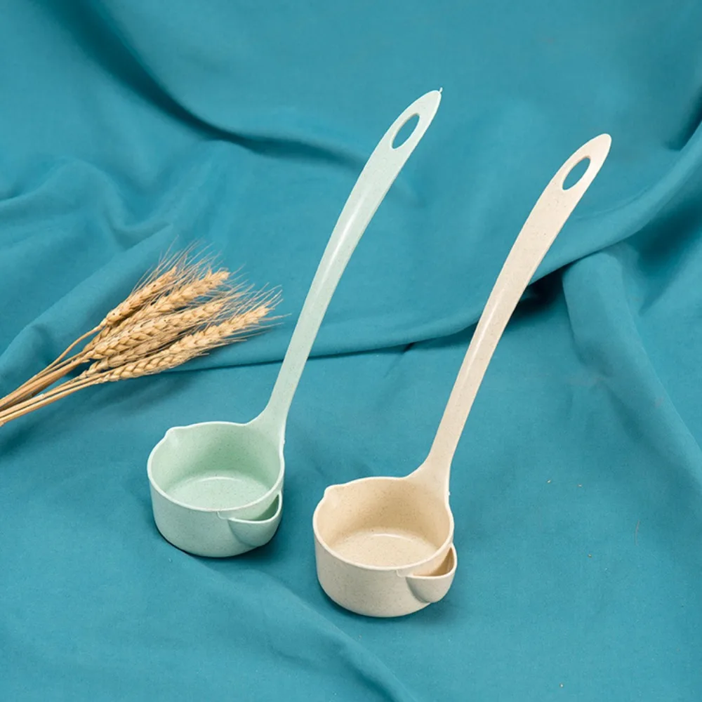 Handle Soup Spoon Soup Oil Separator Spoon Colander Spoon Filter Grease Spoon Wheat Straw Kitchen Gadgets Tableware Spoon