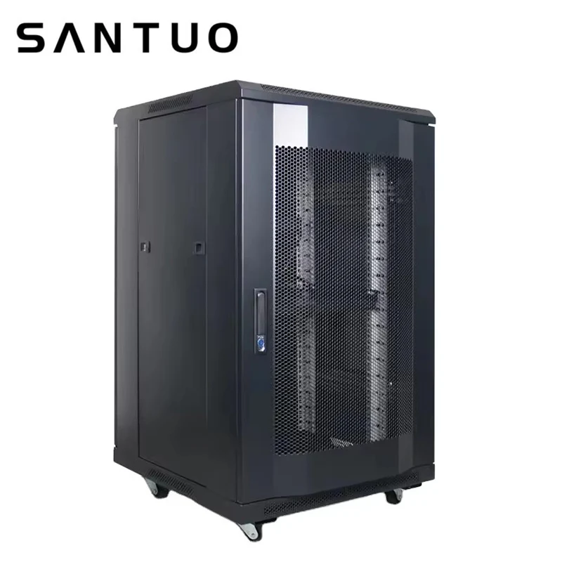 Wholesale 19 Inch Cold Rolled SPCC Steel Data Center Cabinet Floor Standing 18U Server Rack in Stock