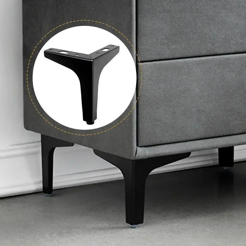 4Pcs Iron Furniture Legs Replacement Right Angle Support Table Feet Home DIY Metal Sofa Bed Leg with Anti-slip Foot Pad