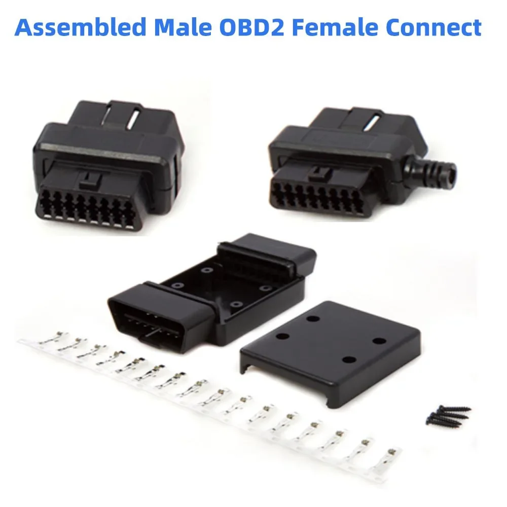 

1pc 12V 24V Automobile OBD2 Male To Female Housing One To One Extension Plug Assembled Removable Connector Plug Housing