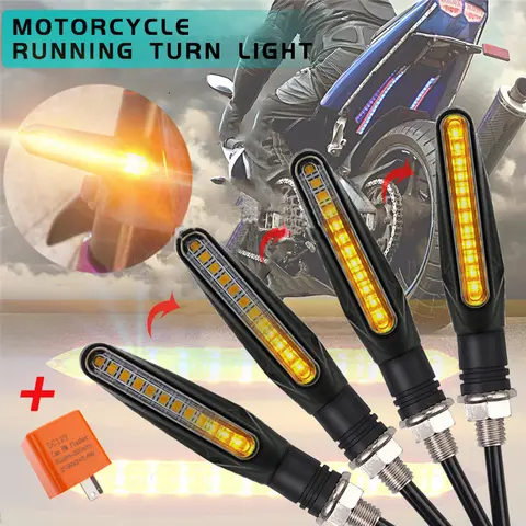 Motorcycle Led Turn Signals Directional Indicators Flashing Rear Tail Brake Flasher Light Stop Signal Light Motorcycle DRL Lamp