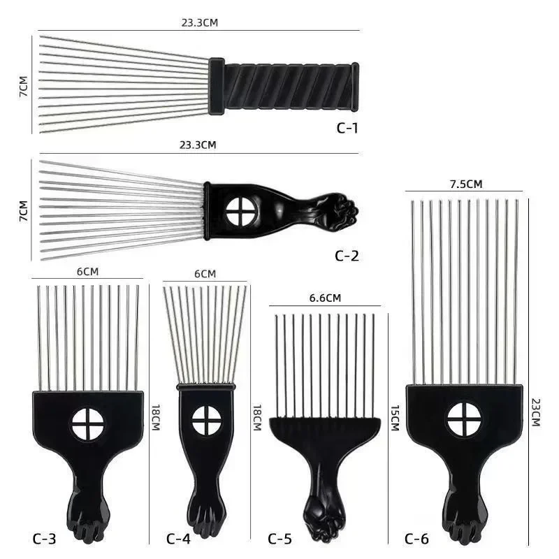 10pcs  Metal Hair Pick Set,Afro Pick Comb Wig Braid Hair Detangle Styling Wide Tooth Comb Hairdressing Styling Tool