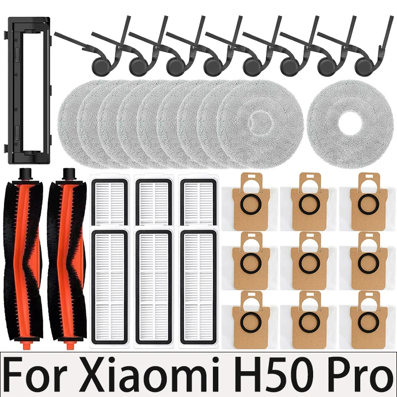 For Xiaomi H50 PRO / OV42GL Robot Vacuum Cleaner Accessories Main Side Brush Mop Cloth HEPA Filter Dust Bag Spare Parts