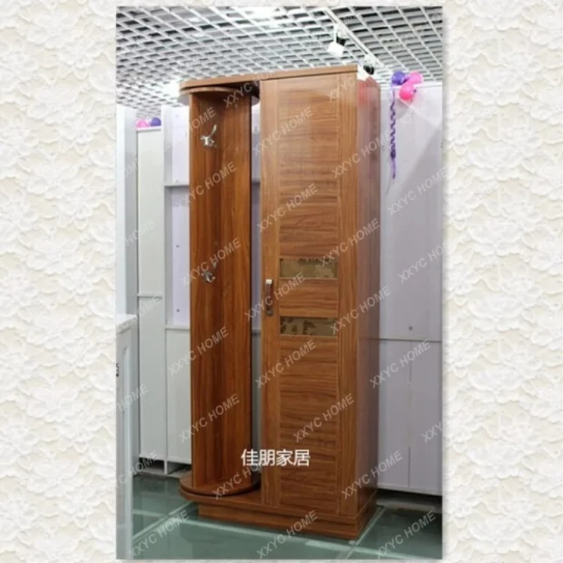 X-S Teak-colored foyer floor-to-ceiling fitting mirror, coat cabinet, environmentally friendly paint-free rotating mirror HG
