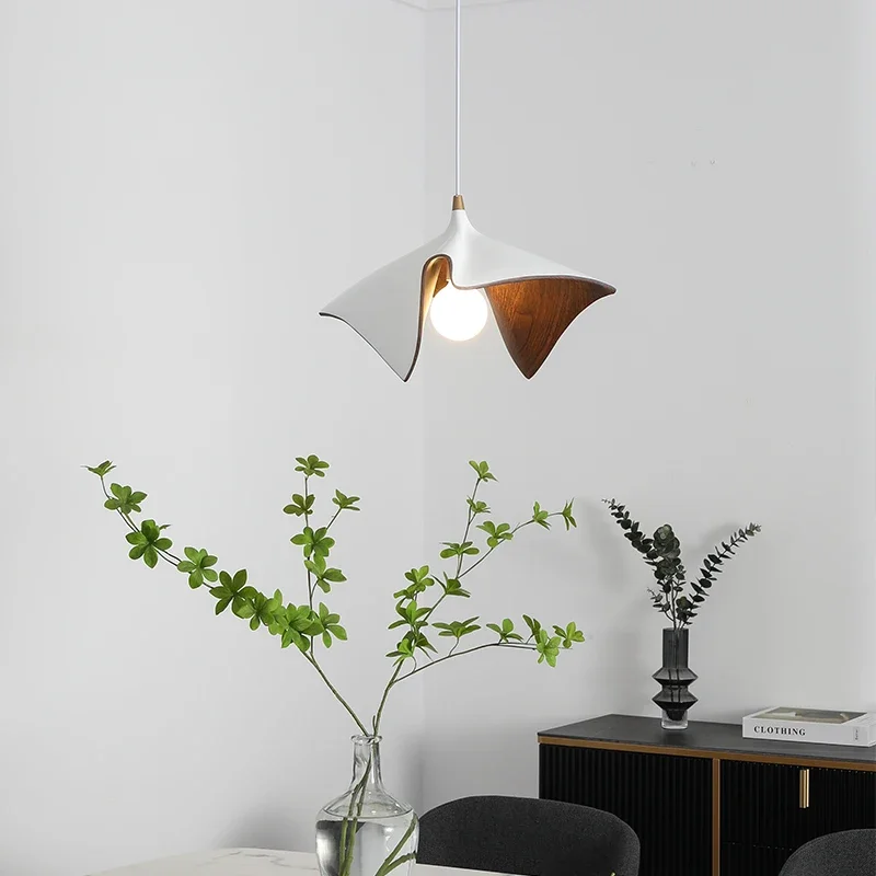 Lámpara colgante Led de un solo cabezal, candelabros de resina de hoja creativa, decoración de iluminación nórdica Simple para el hogar, comedor, dormitorio y estudio