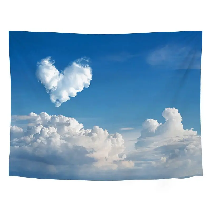 VIKAMA Fresh Blue Sky Cumulus Landscape Tapestry, Photography Aesthetic Wall Hanging for Bedroom Living Room Decor