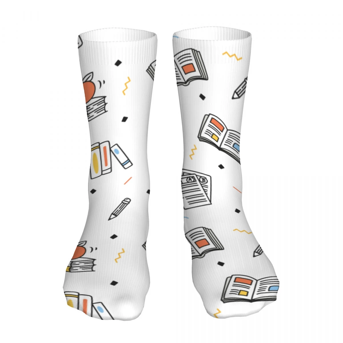 Book Pattern Mens Womens Funny Crew Socks Cool 3D Printed Design Socks Fashion Comfortable Basketball Socks