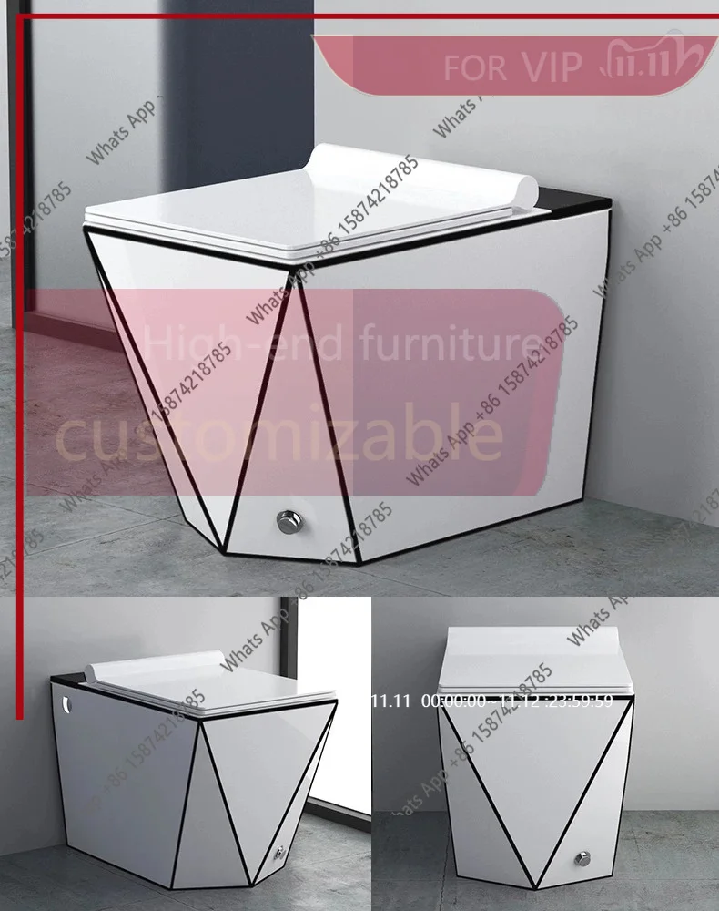 

ES 58CM small apartment diamond black pulse toilet, household toilet siphon water-saving color creativity