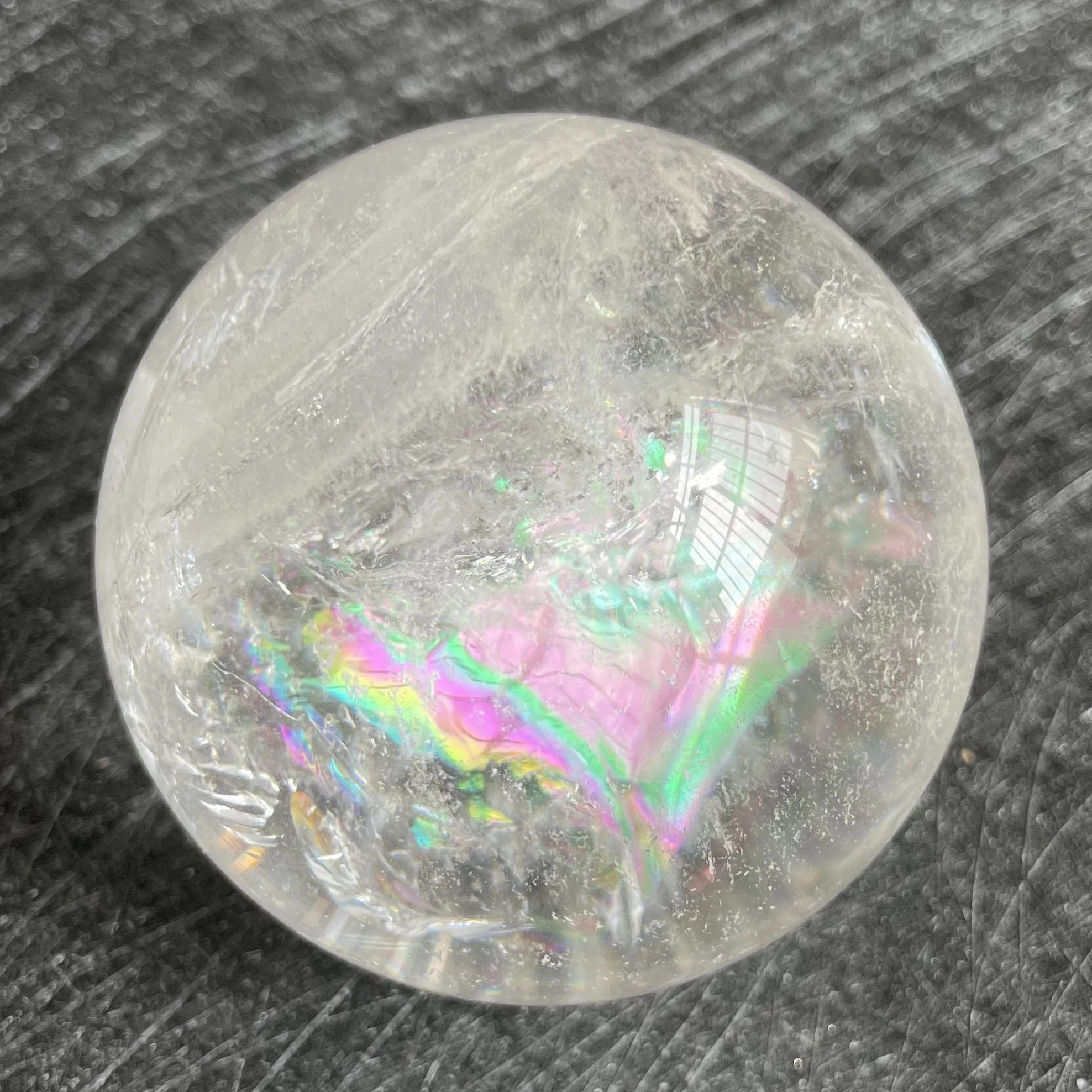 328g Natural Stone Clear Quartz Crystal Ball Rainbow Sphere Polished Rock Reiki Healing C5