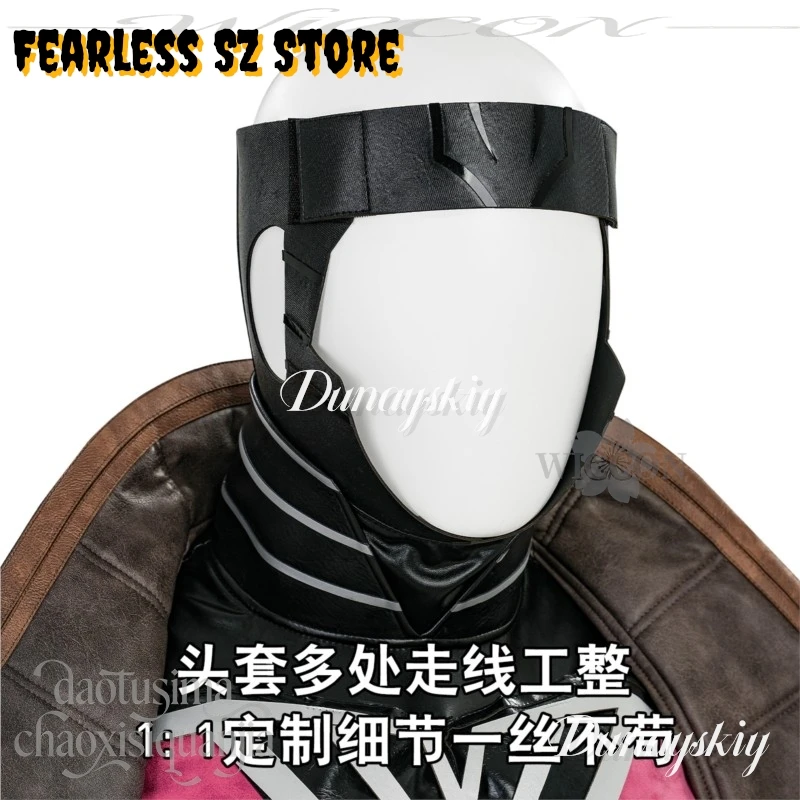 

Anime Game Rivals Cosplay Gamitbit תחפושת Sexy Pink Armor Punk Long Coat Cool Temporary Tattoo Red Wigs Set Halloween Party Cos