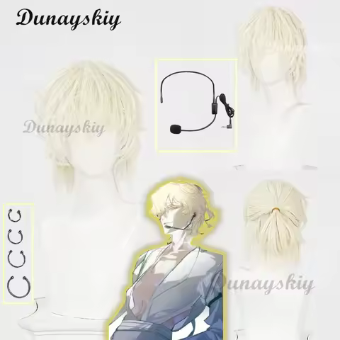 Luka Luca Wig Anime Alien Stage R7 Cosplay Prop Wig Short Golden Curly Hair Halloween Christmas RolePlay Men Wigs Customized