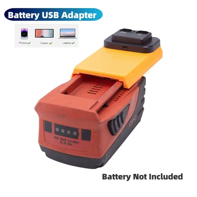 Para HILTI 22V B22 CPC Volt batería de litio adaptador de fuente de banco de energía PD/QC3.0 cargador rápido USB (solo adaptadores)