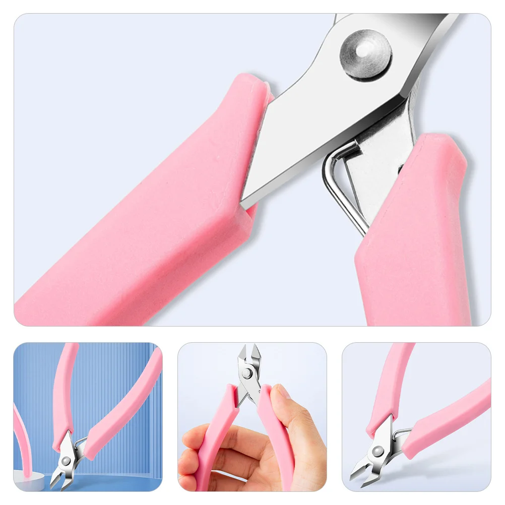 كماشة إزالة مجوهرات الأظافر من الفولاذ المقاوم للصدأ بمقبض غير قابل للانزلاق أداة مانيكير محمولة للنساء لمستلزمات فن الأظافر سلسلة المقص #5
