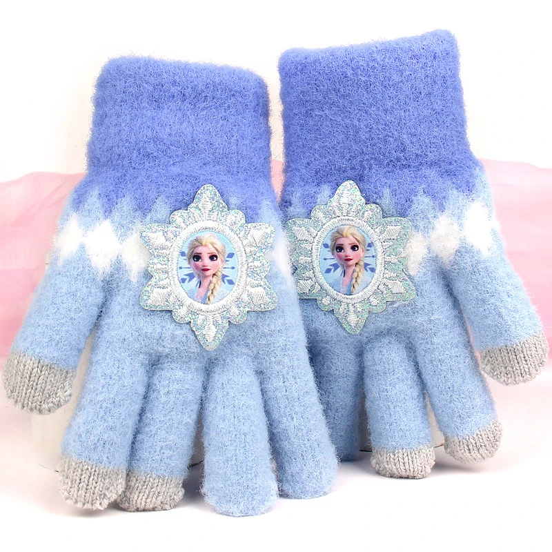 جديد الكرتون ل إلسا الأميرة قفازات خمسة أصابع الأطفال قفازات الشتاء الدفء الفتيات طفل منفصلة إصبع لطيف هدية #6