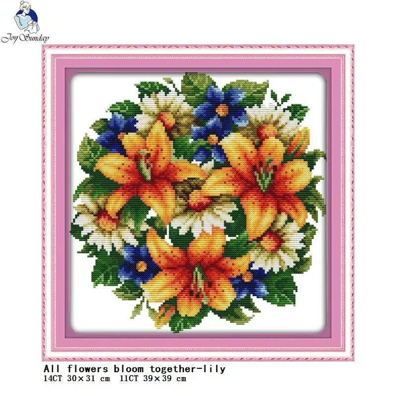 Joy Sunday hydrangea series flower pattern cross stitch 14ct white 11ct printing cross stitch kit DIY needlework embroidery set