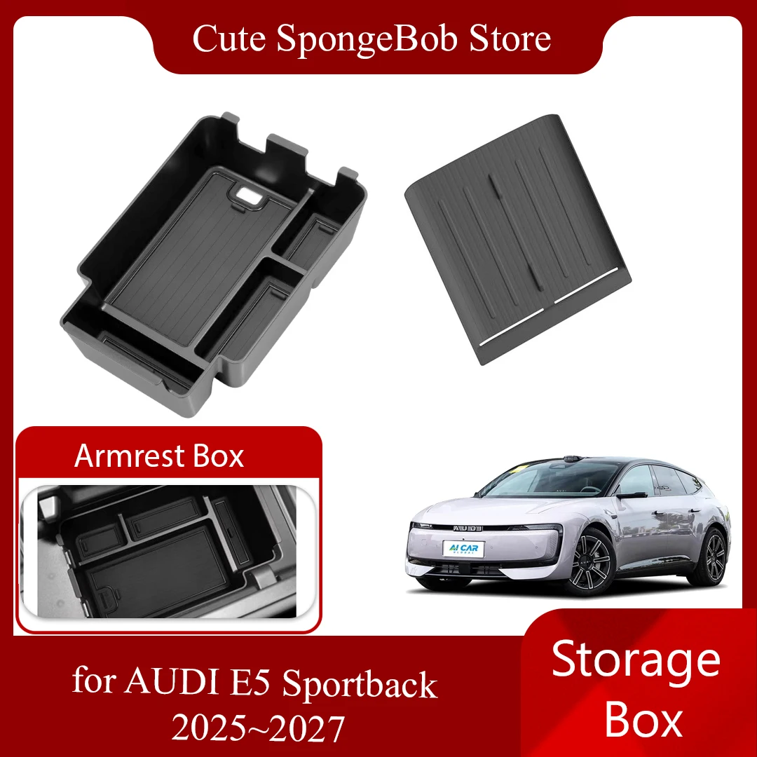 

Car Storage Box for AUDI E5 Sportback 2025~2027 2026 Rubber Mat Armrest Central Console Sundries Organizer Cargo Tray Accessorie