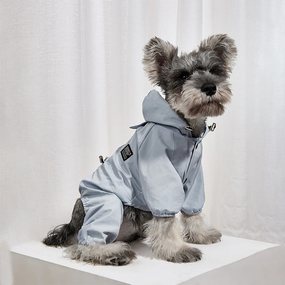 Wasserdichter Hunderegenmantel, reflektierende Kapuze, wasserdichte Jacke, Haustier-Overall, kleine Hunde, Outdoor-Zubehör, französische Bulldogge, Chihuahua – Detail 1