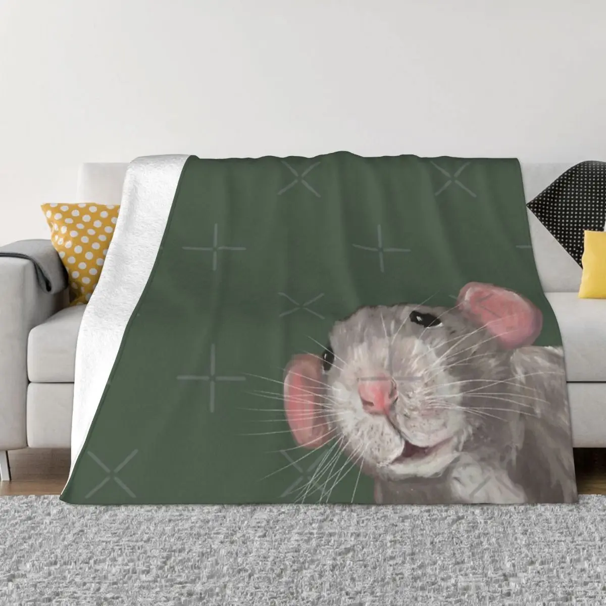 

The Peeking Rat Green Anime Bed Blanket Blankets & Throws Custom Blanket Personalized Throw Blanket