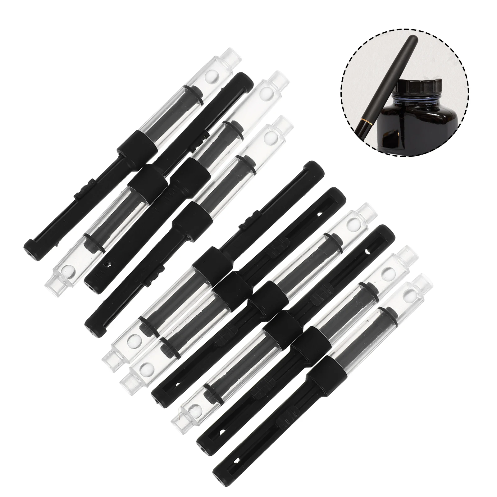10Pcs Universal Fountain Pen Ink Converter Refillable Tool for Fountain Pens Writing Pen Ink Refills Compatible