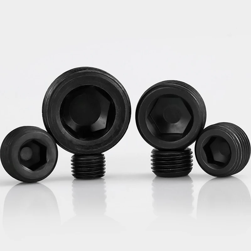 Grade 12.9 Black Carbon Steel M10 M12 M14 M16 M18-M33 BSP Metric Male Therad Carbon Steel Hex Socket End Cap Plug Pipe Fitting