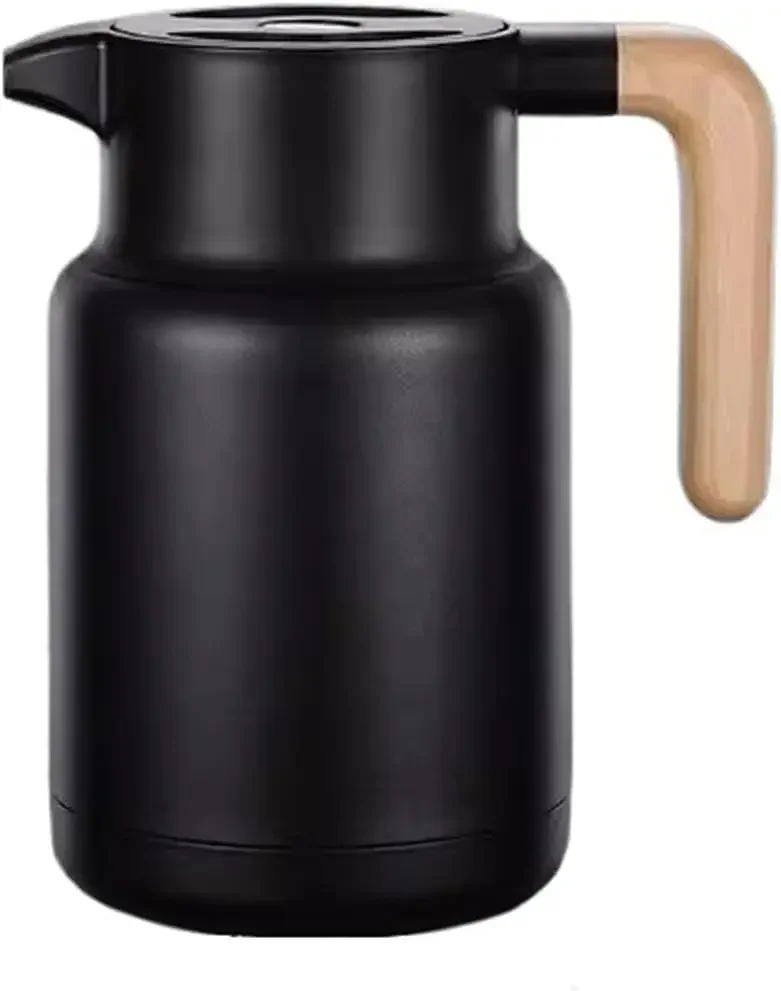 Insulated Thermal Carafe Kettle - Large Capacity Stainless Steel Hot Water Heater for Home, Dorm & Office - Black Warm Water Bot