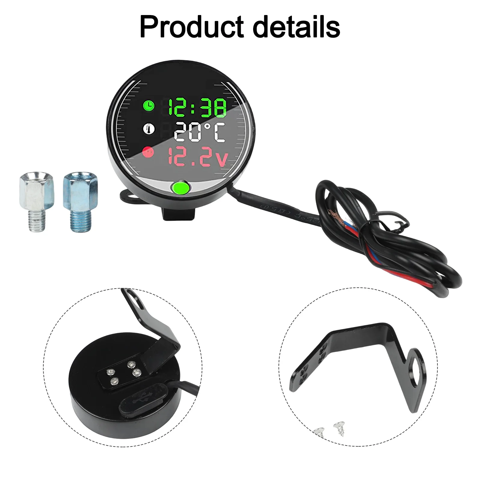 Panel Digital Display Voltmeter BLACK Ambient Temperature Meter 9-24V Compatibility Easy Installation Enhanced Riding Experience