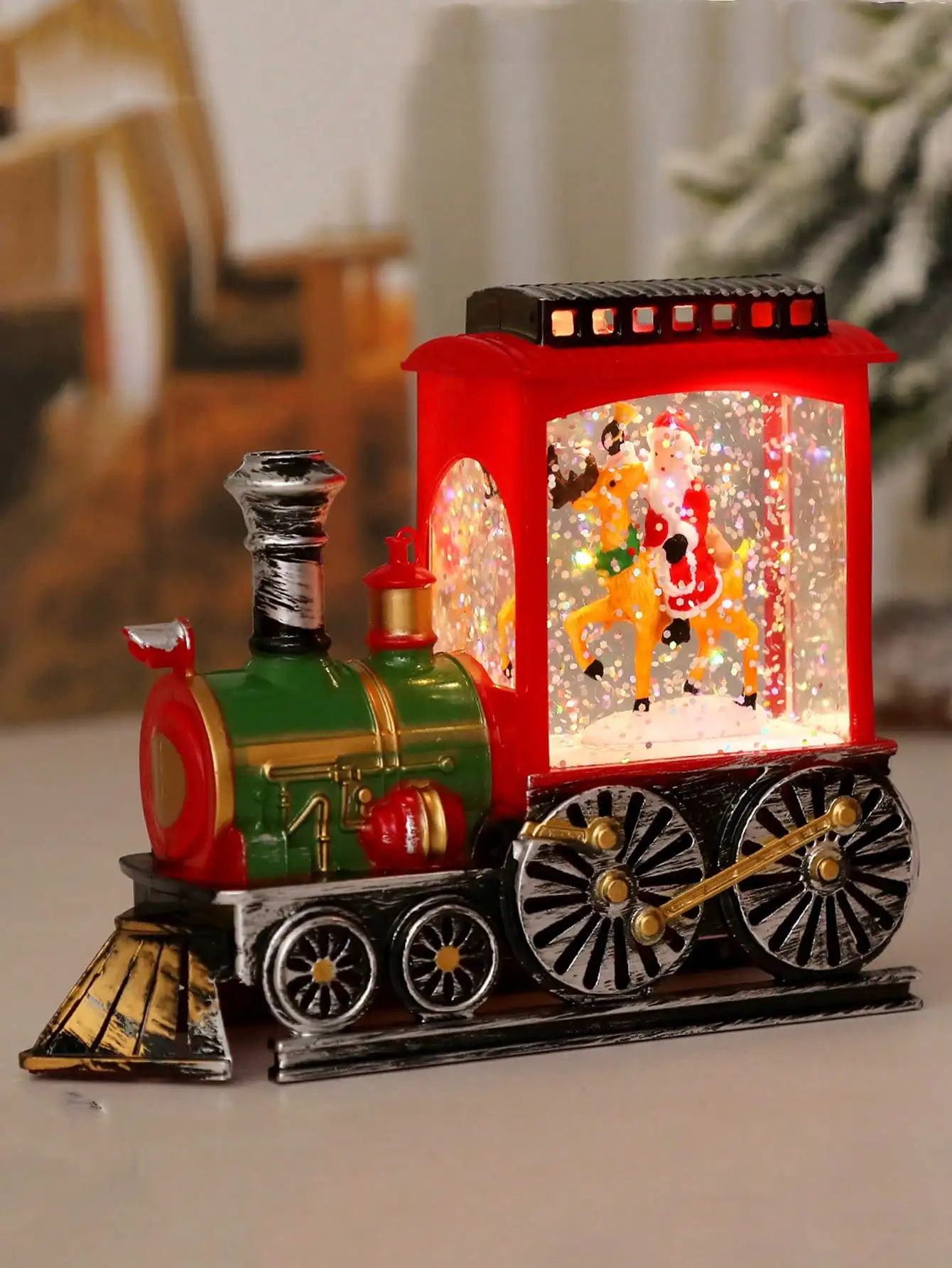1PC Christmas Train Decorative Light - LED Candle Effect Tabletop Ornament For Xmas Home & Party Ambience