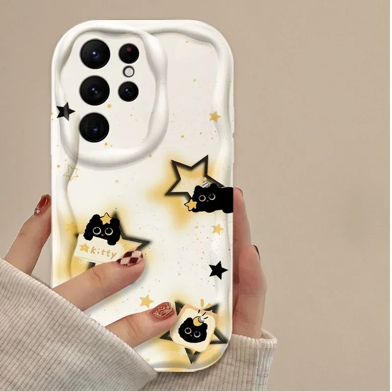 Lucky Star Cat 3D Wave Case For Samsung Galaxy S24 Ultra S23 S22 Plus S21 S20 FE A25 A55 A35 A15 A16 A05 A05S A06 Silicone Etui image 5