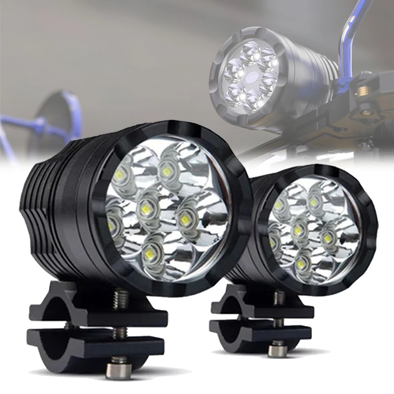 2PCS 12V 6 LED Motorcycle Waterproof Auxiliary Headlight Moto LED Spotlight Lamp Auxiliary Headlight Moto Equipments Accessories