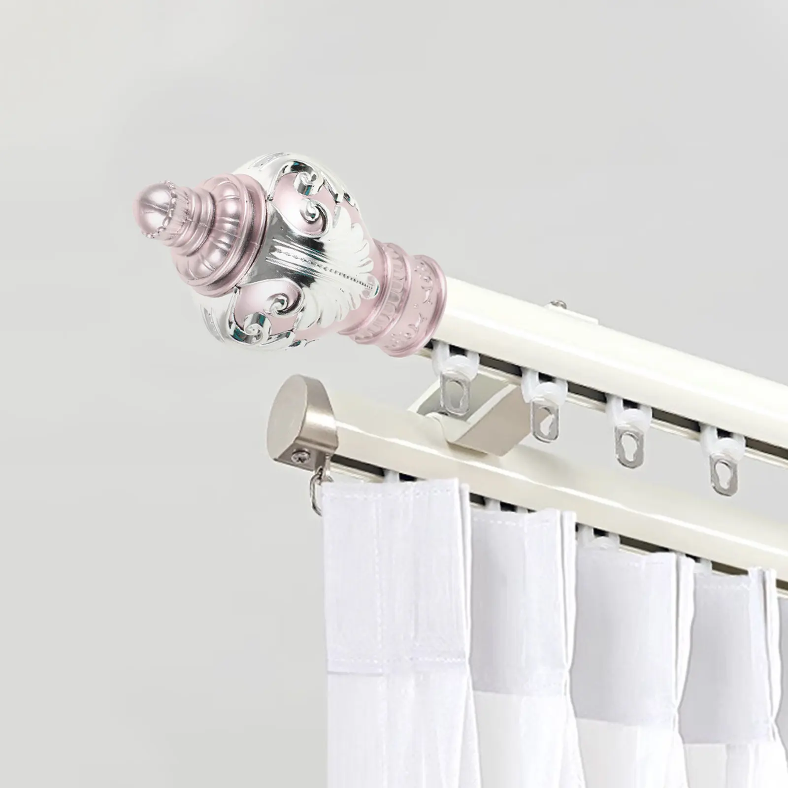 Curtain Rod Finial Stylish Classic Color Easy Install Simple Design Decorative Curtain Rod End Cap for Home Hotel Window Drapery