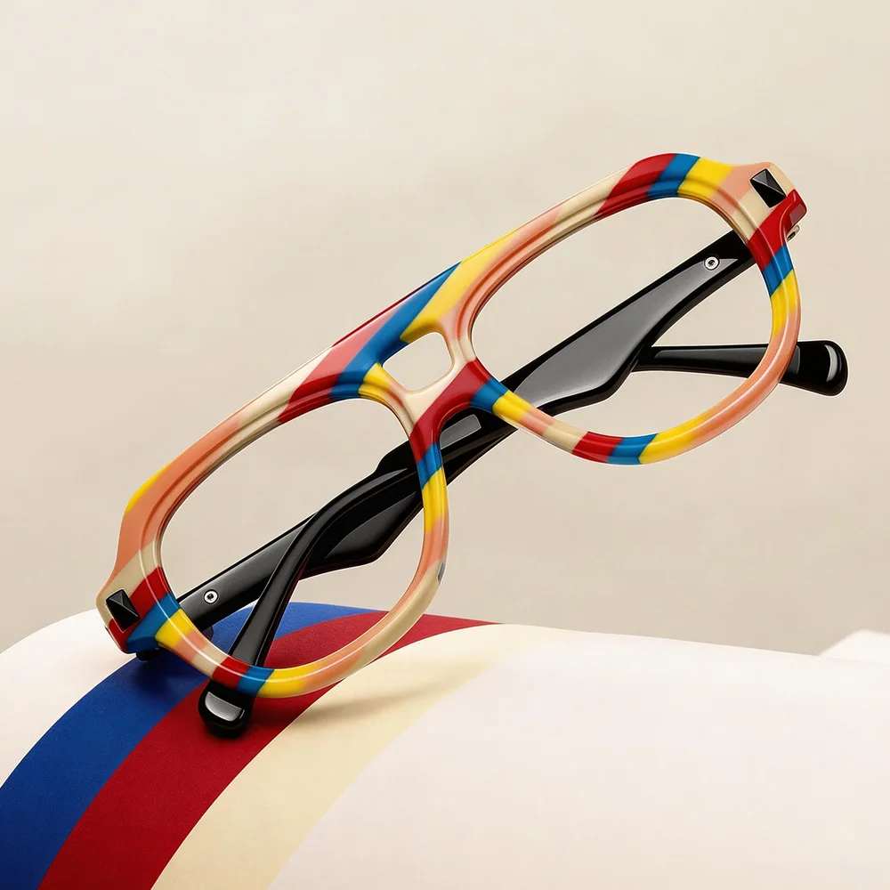 

Double Beam Acetate Pilot Glasses Frame 2026 New Men's Optical Prescription Lens Custom Eyeglasses Women Myopia Reading Eyewear