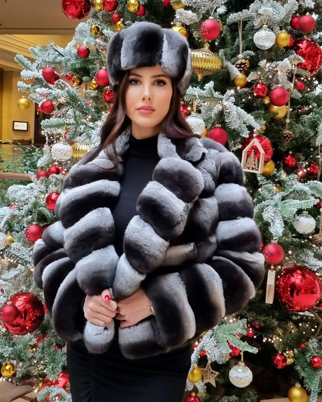 Winter Frauen Chinchilla Echte Natürliche Rex Kaninchen Pelzmantel Revers Kragen Dicke Jacken Winter Elegante Echte Pelz Warme Mantel