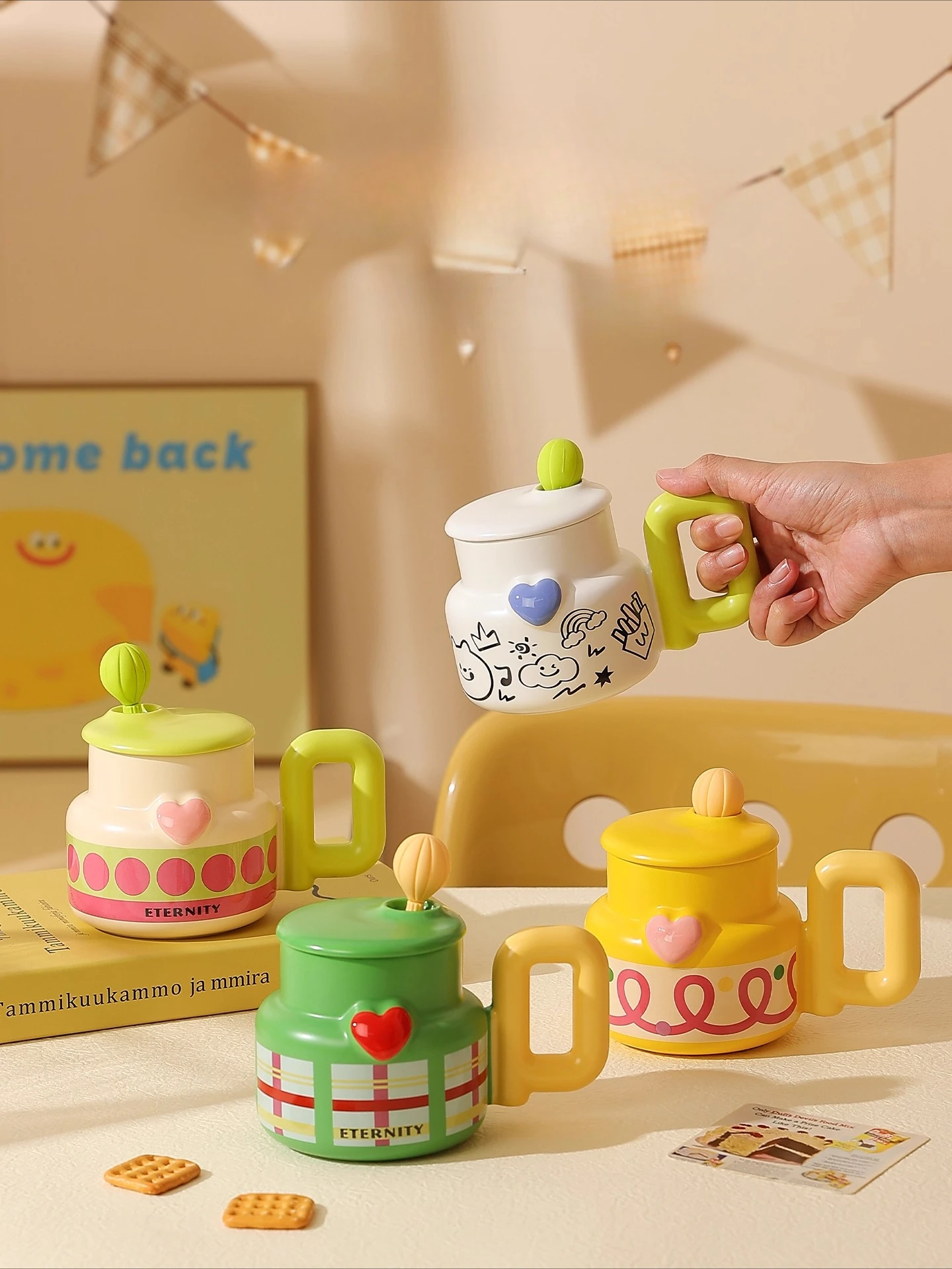 

Creative Hot Air Balloon Coffee Mugs with Lid Spoon, Beautiful Ceramic Mug,High-value Drinking Utensil, Birthday Gift Tea Cup