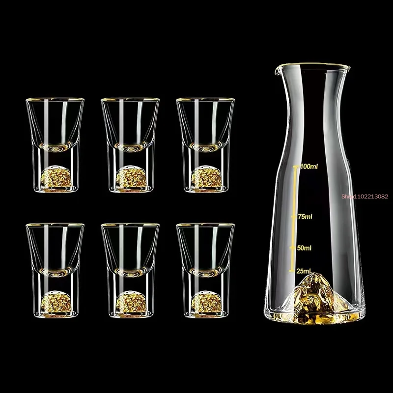 

Crystal Glass White Wine Glass Wine Dispenser Shot Glass Wine Set Glass Cup Hip Flasks Drinkware 7 Piece Sets Gift Box