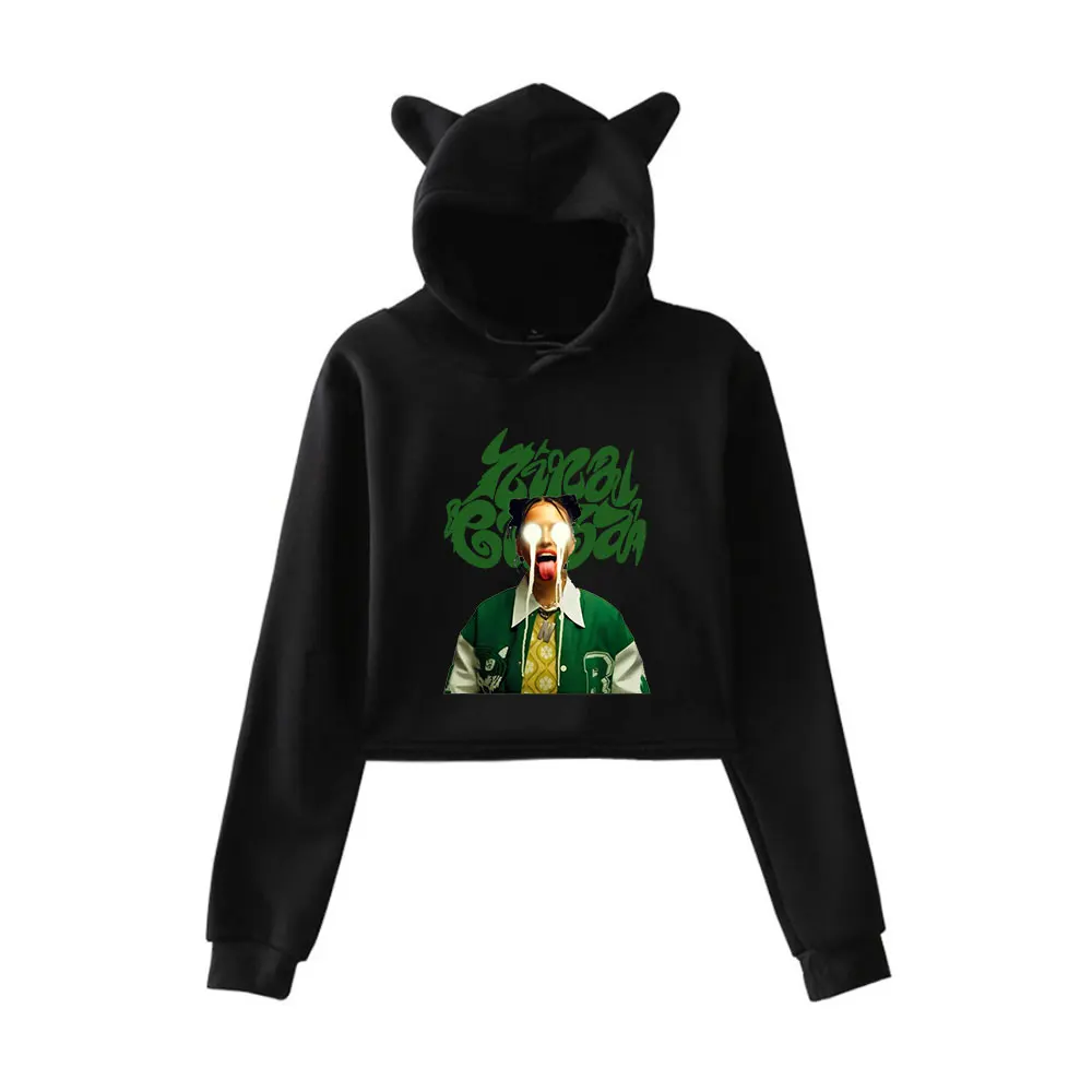 Sudadera con Capucha Nina Chuba Vintage 90s Streetwear 2025, Sudadera con Logo para Chicas, Sudadera Corta con Orejas de Gato, Moda Deportiva