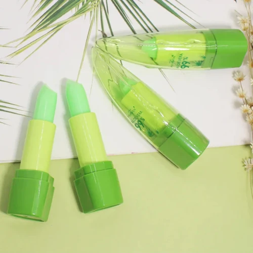 Imagen 2 del producto П®ма Б lápiz labial de Aloe Vera bálsamo labial que cambia de Color hidratante duradero impermeable cambio de temperatura bálsamo labial maquillaje coreano