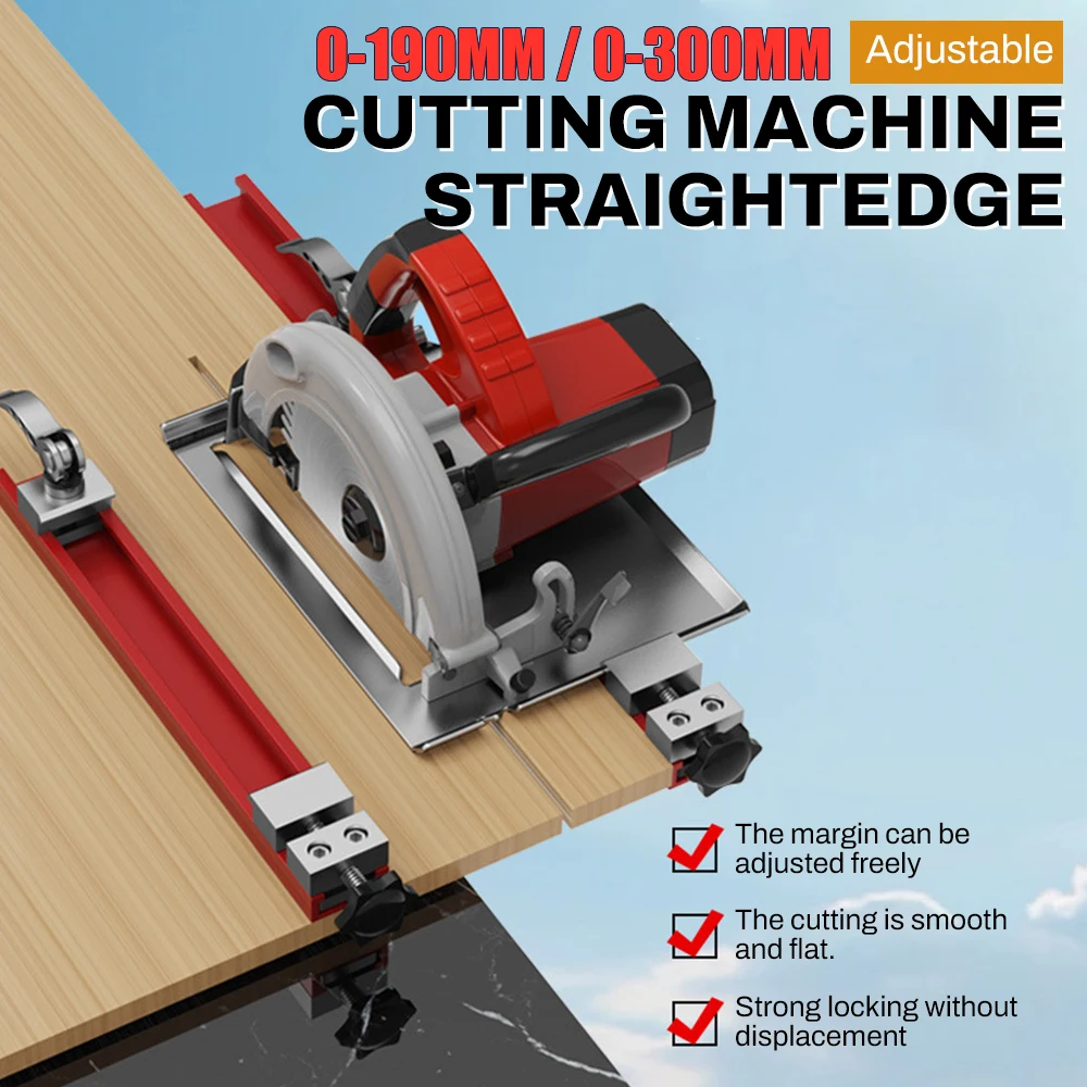 

0-300mm Adjustable Cutting Machine Base Guide Rail 2-Way Reverse Buckle Woodworking ABS Circular Saw Guide Positioning Clamp